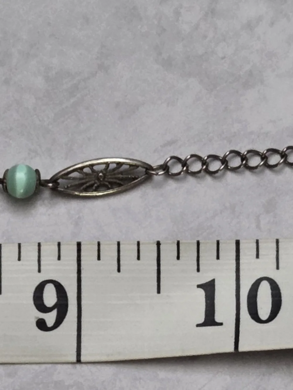Vintage Aqua Turquoise Glass Bead Filigree Rhinestone Bracelet/Anklet